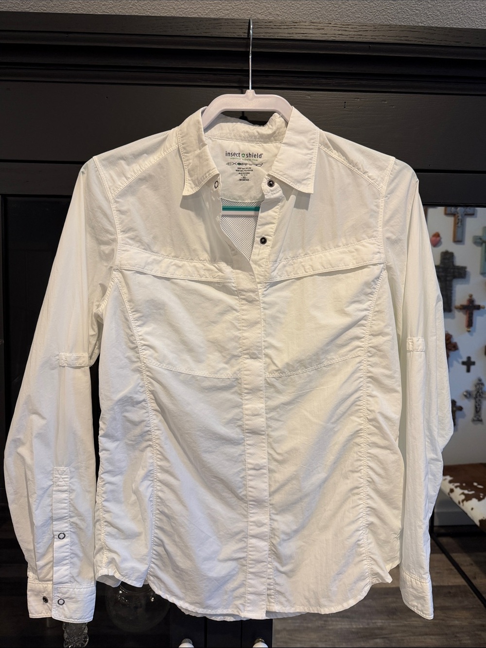 ExOfficio Women's White Button-Down Outdoor Shirt